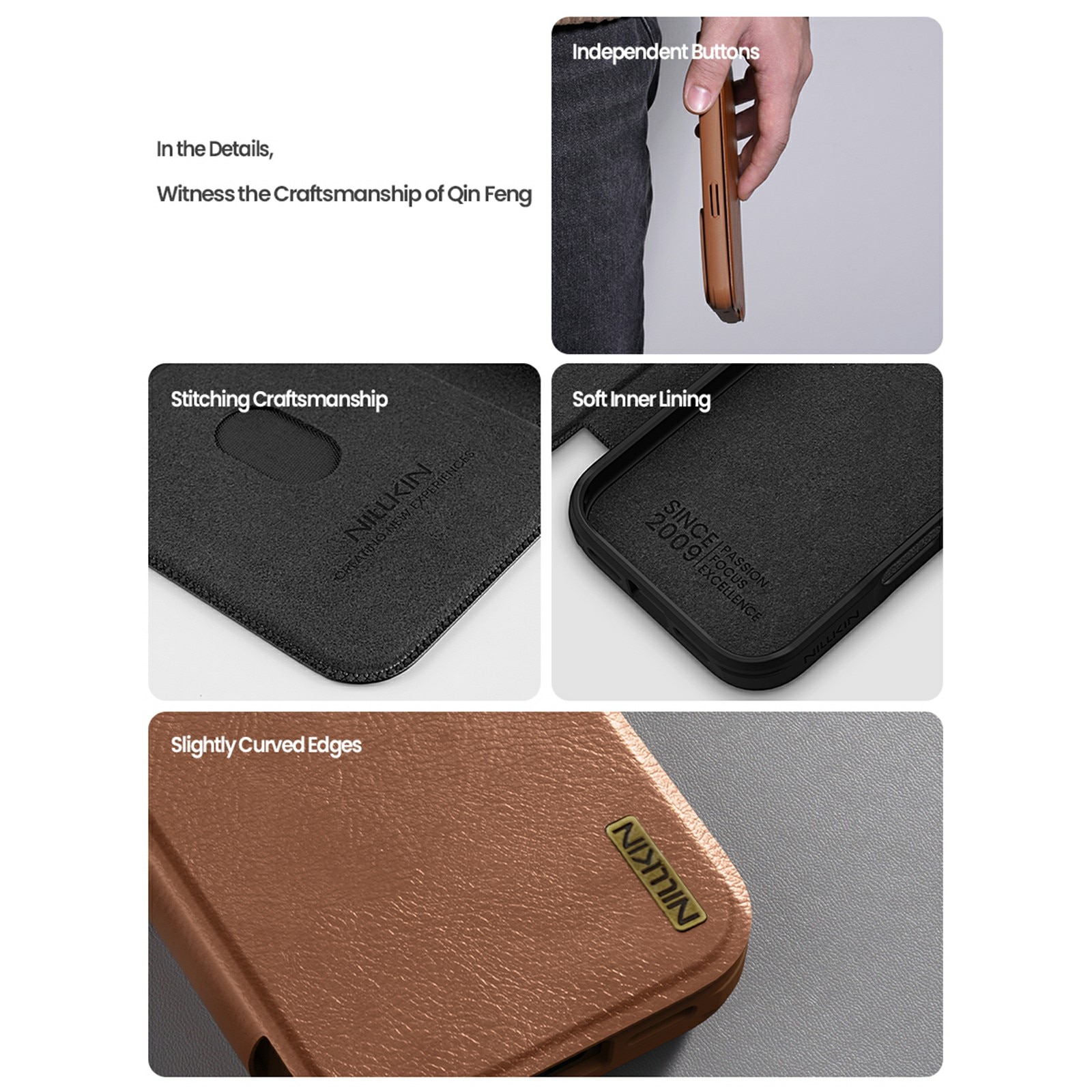 Etui Qin Pro CamShield iPhone 17 Pro Max Marron