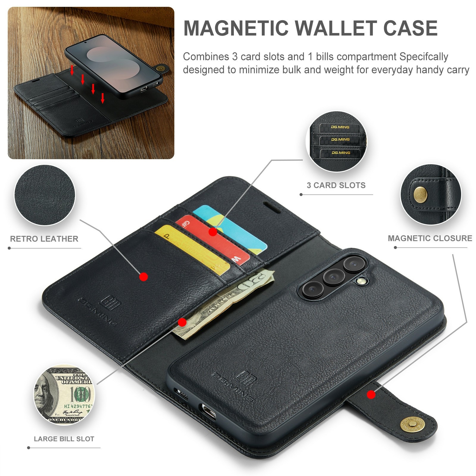 Étui portefeuille Magnet Wallet Samsung Galaxy S25 FE, Black