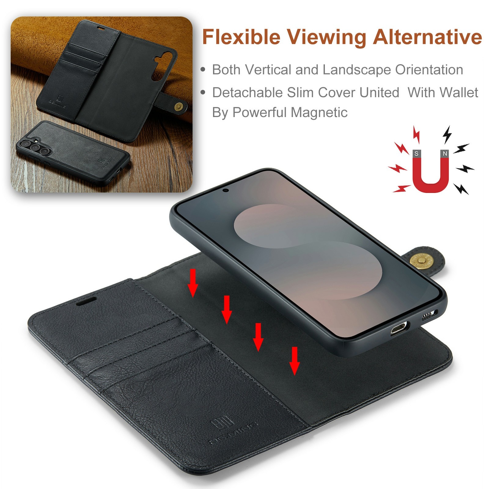Étui portefeuille Magnet Wallet Samsung Galaxy S25 FE, Black
