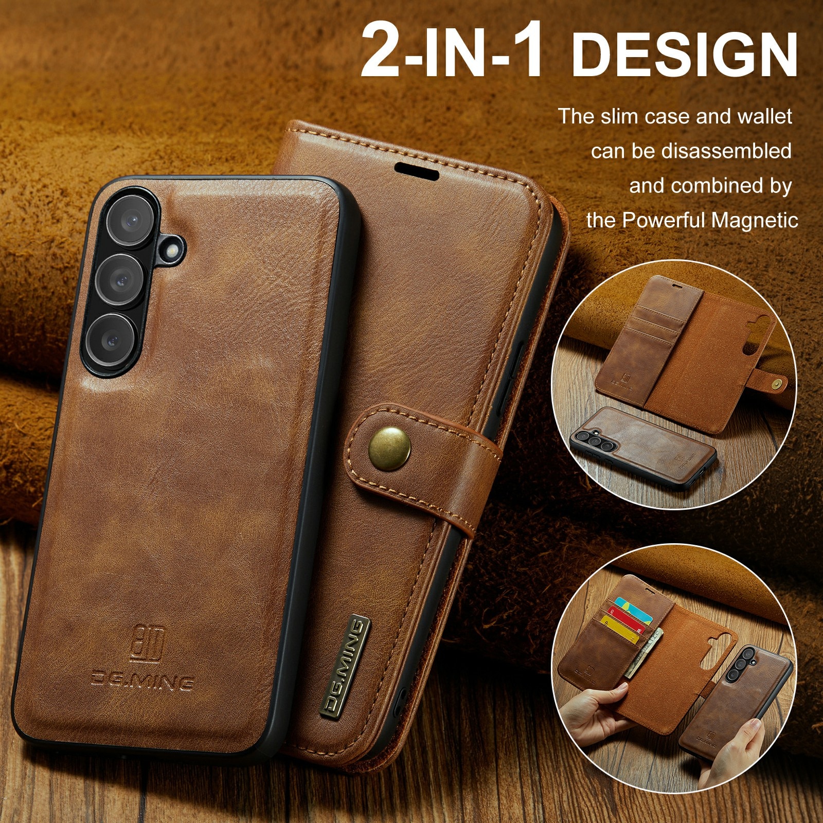 Étui portefeuille Magnet Wallet Samsung Galaxy S25 FE, Cognac