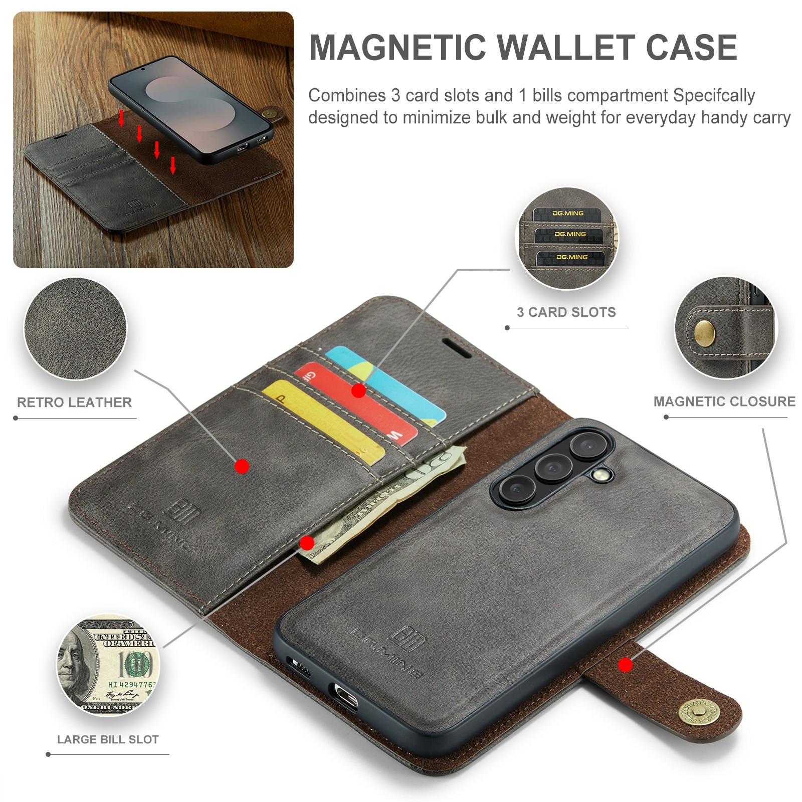 Étui portefeuille Magnet Wallet Samsung Galaxy S25 FE, Brown