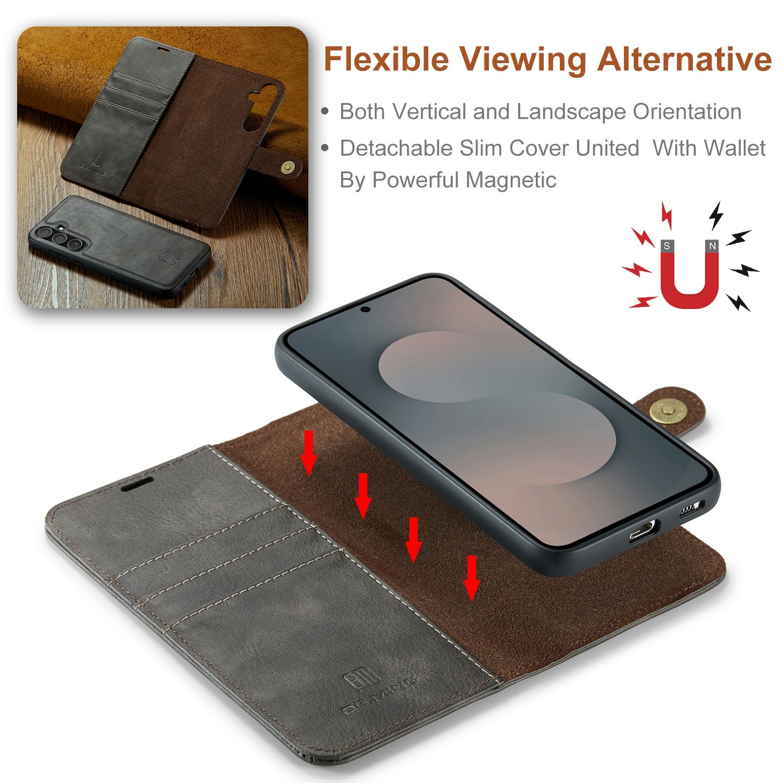Étui portefeuille Magnet Wallet Samsung Galaxy S25 FE, Brown