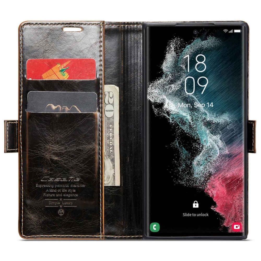 Étui en cuir Samsung Galaxy S22 Ultra marron