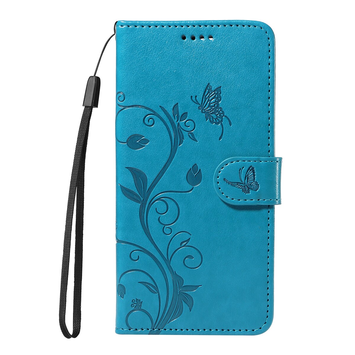 Étui en cuir à papillons pour Sony Xperia 10 VII, Bleu