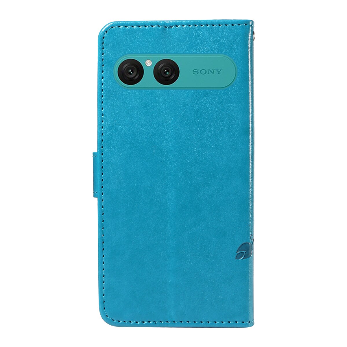 Étui en cuir à papillons pour Sony Xperia 10 VII, Bleu