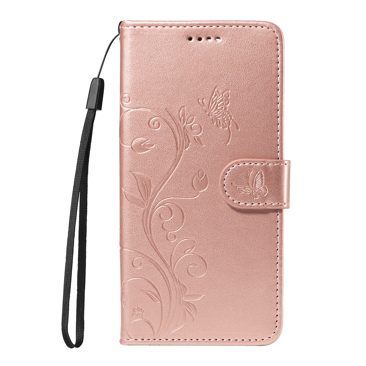 Étui en cuir à papillons pour Sony Xperia 10 VII, Or rose