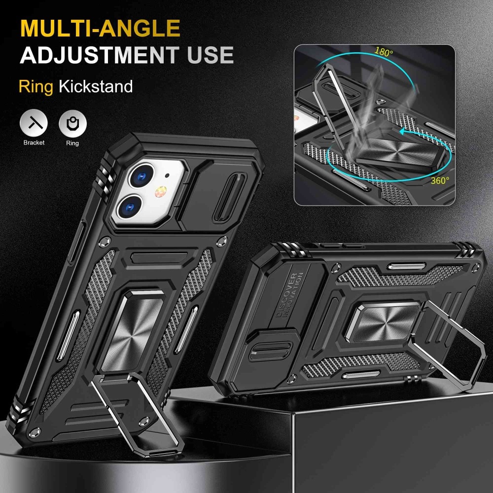 Coque Hybride Ring avec Protège Caméra iPhone 11, Noir
