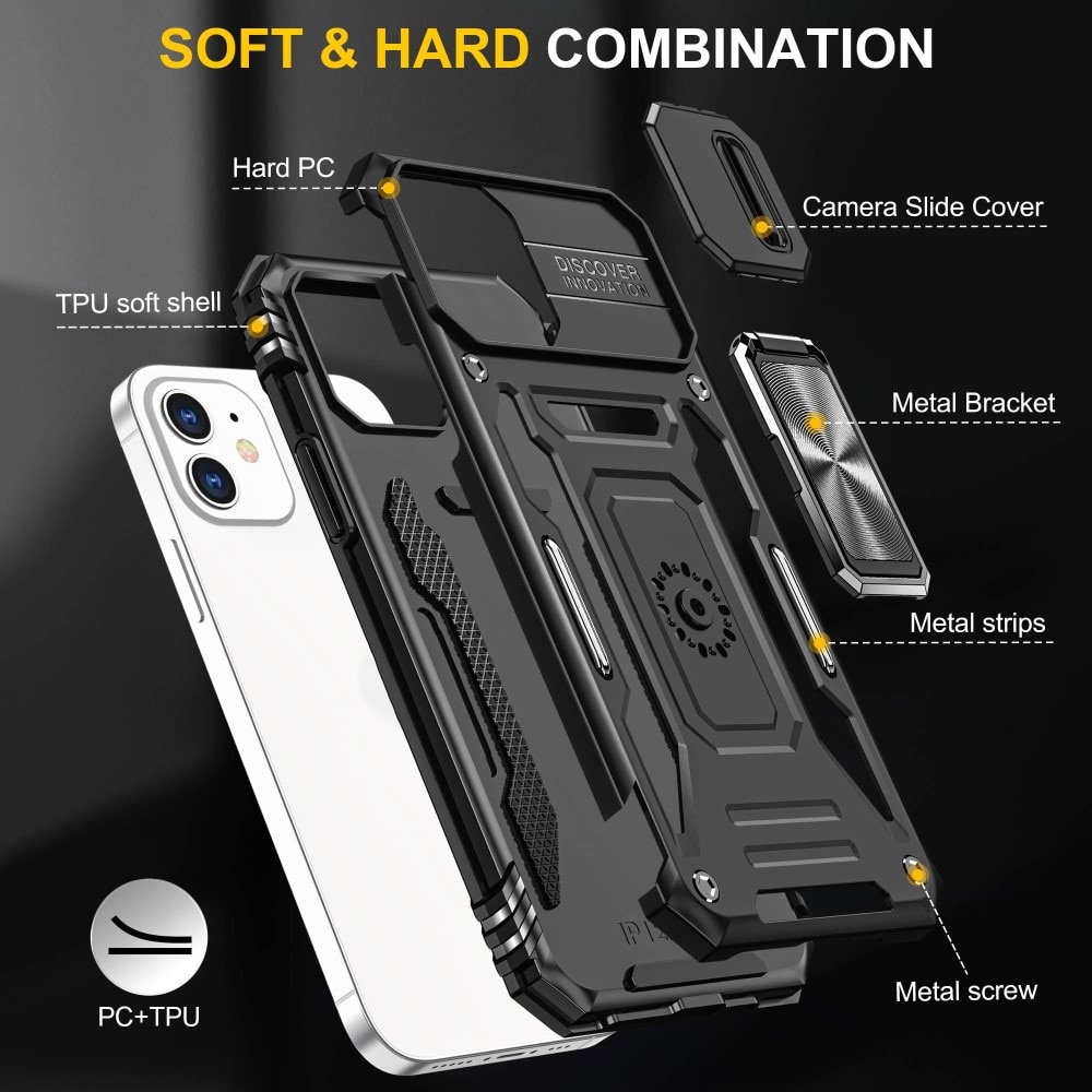 Coque Hybride Ring avec Protège Caméra iPhone 11, Noir