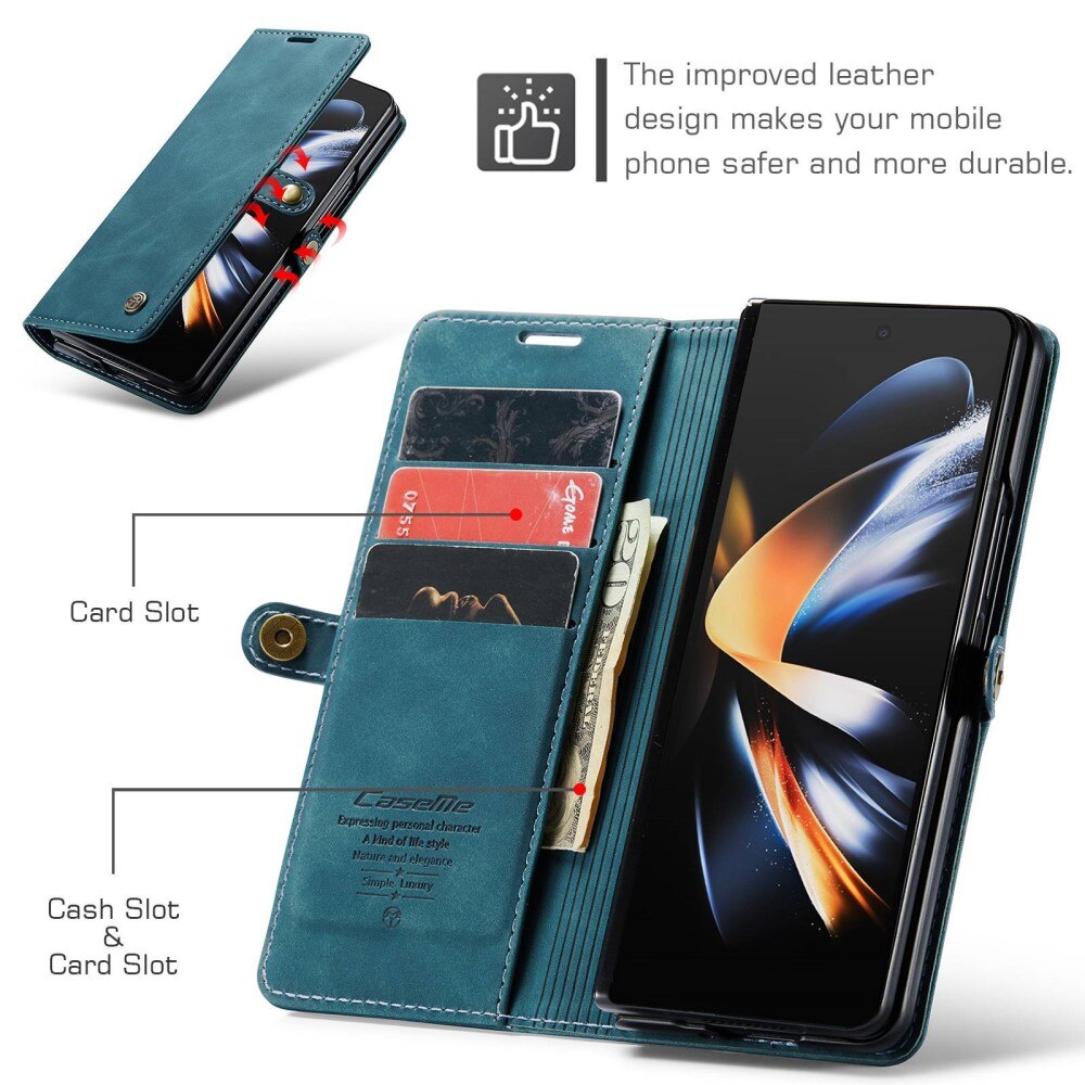 Étui portefeuille mince Samsung Galaxy Z Fold 4 bleu