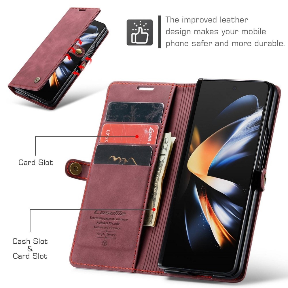 Étui portefeuille mince Samsung Galaxy Z Fold 4 rouge