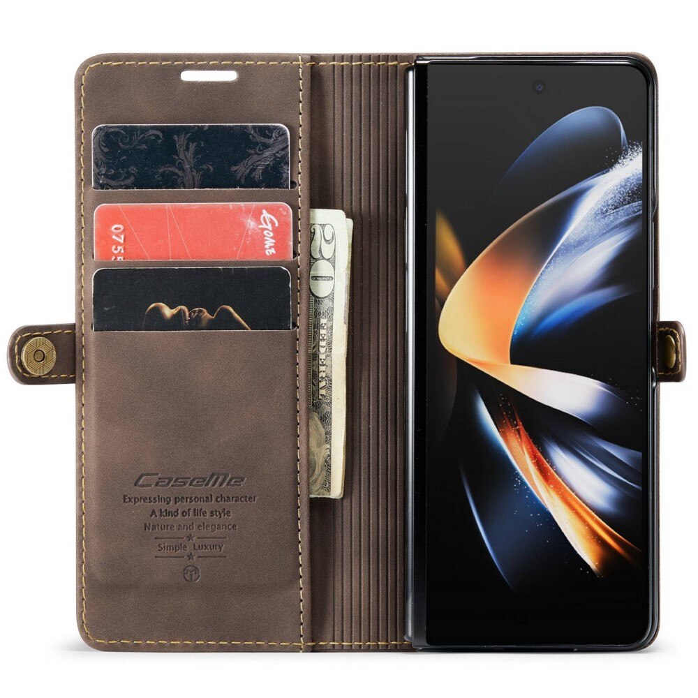 Étui portefeuille mince Samsung Galaxy Z Fold 4 marron