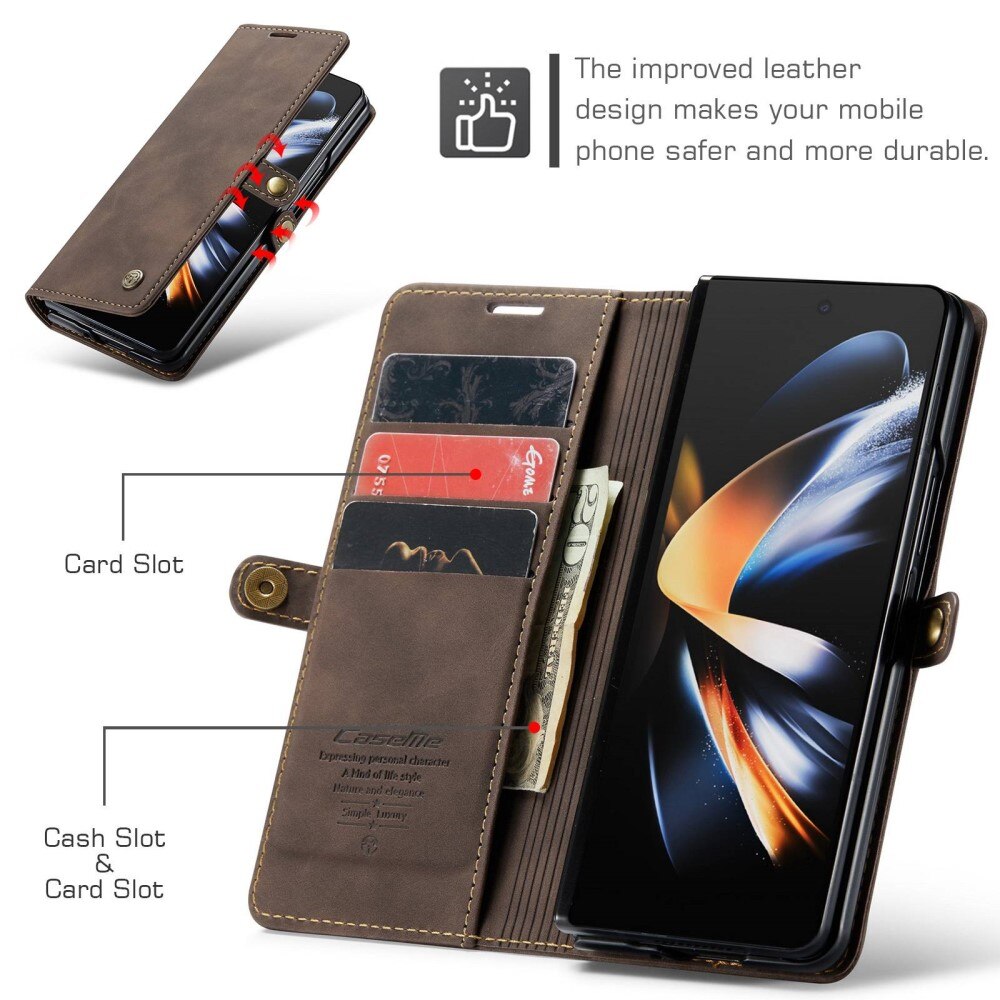 Étui portefeuille mince Samsung Galaxy Z Fold 4 marron