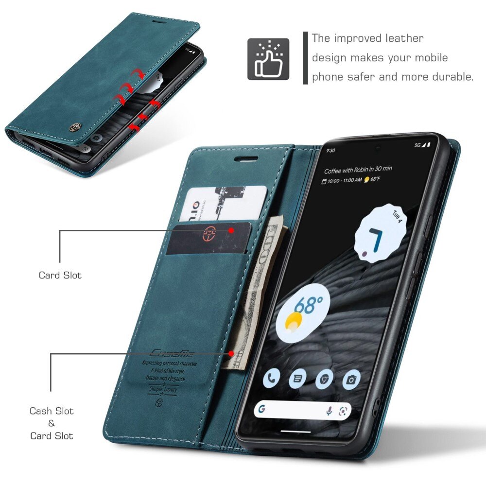 Étui portefeuille mince Google Pixel 7, Bleu