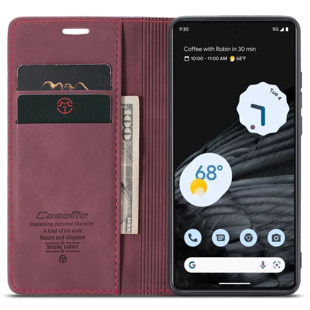 Étui portefeuille mince Google Pixel 7, Rouge