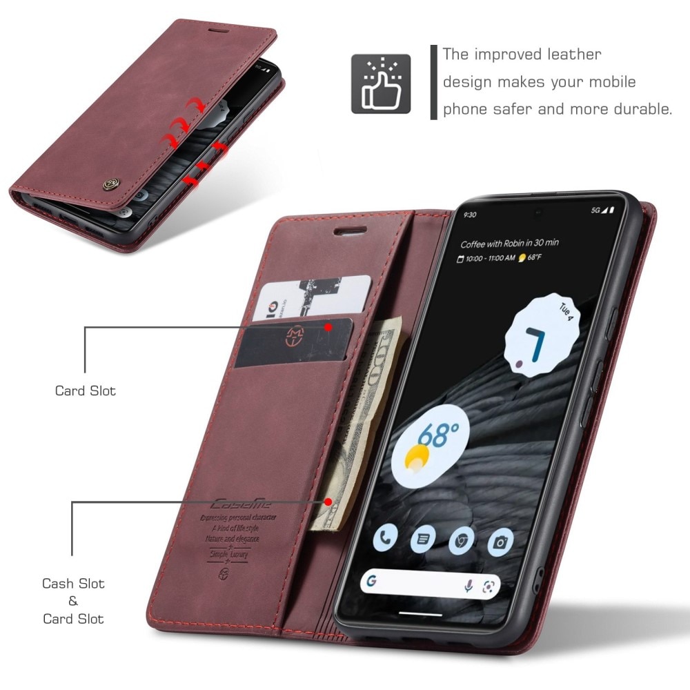 Étui portefeuille mince Google Pixel 7, Rouge