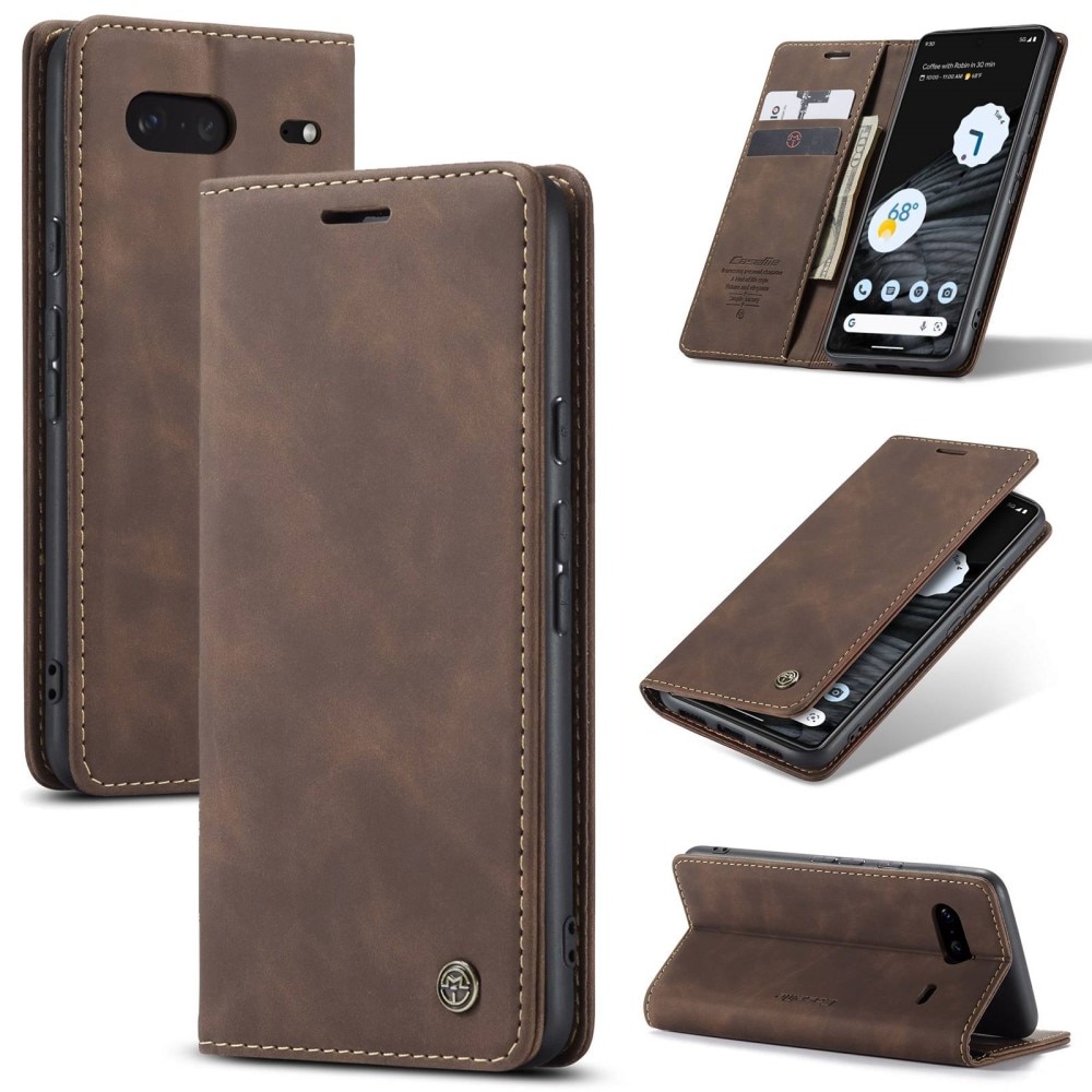 Étui portefeuille mince Google Pixel 7, Marron