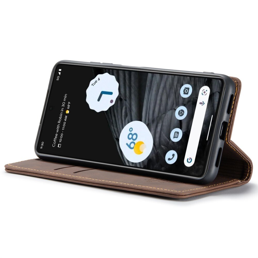 Étui portefeuille mince Google Pixel 7 marron