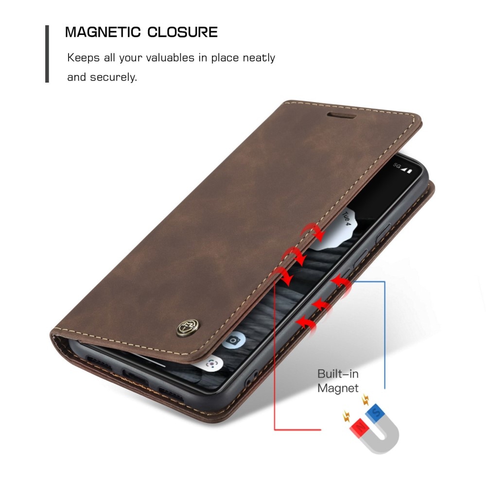 Étui portefeuille mince Google Pixel 7, Marron