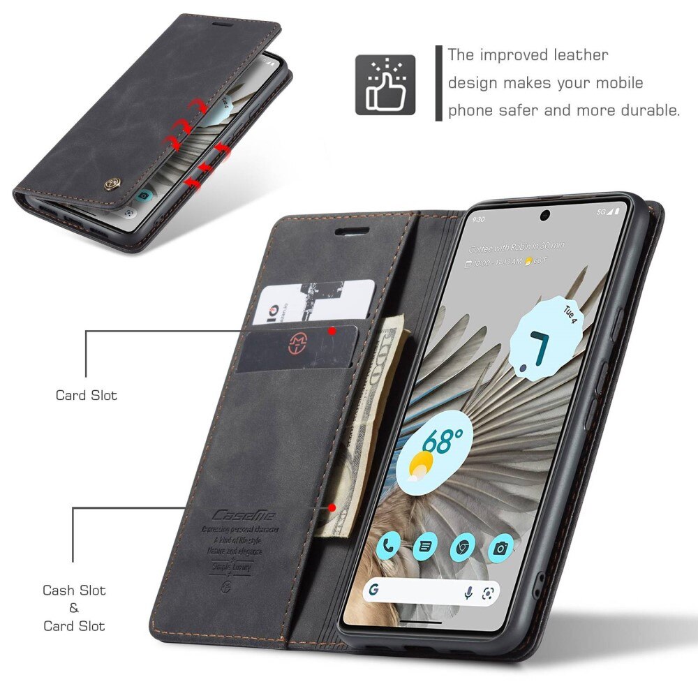 Étui portefeuille mince Google Pixel 7 Pro, Noir