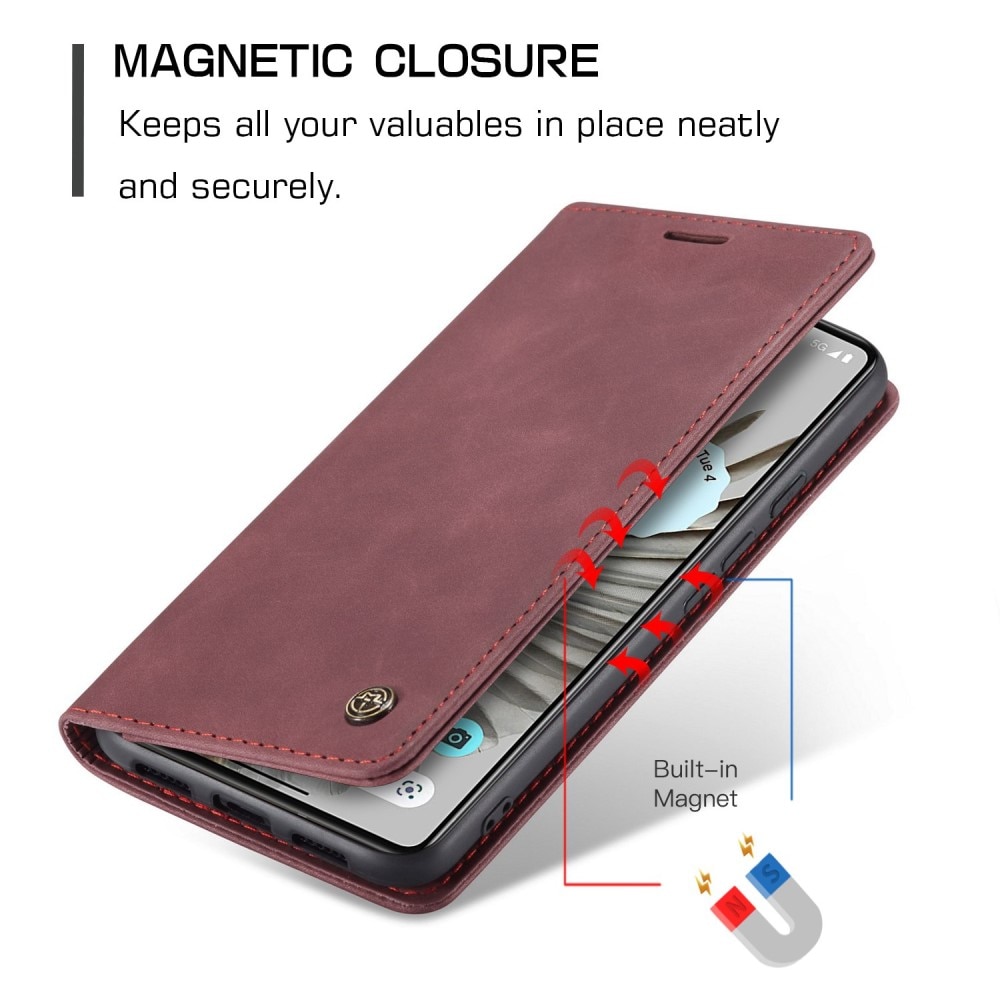 Étui portefeuille mince Google Pixel 7 Pro, Rouge