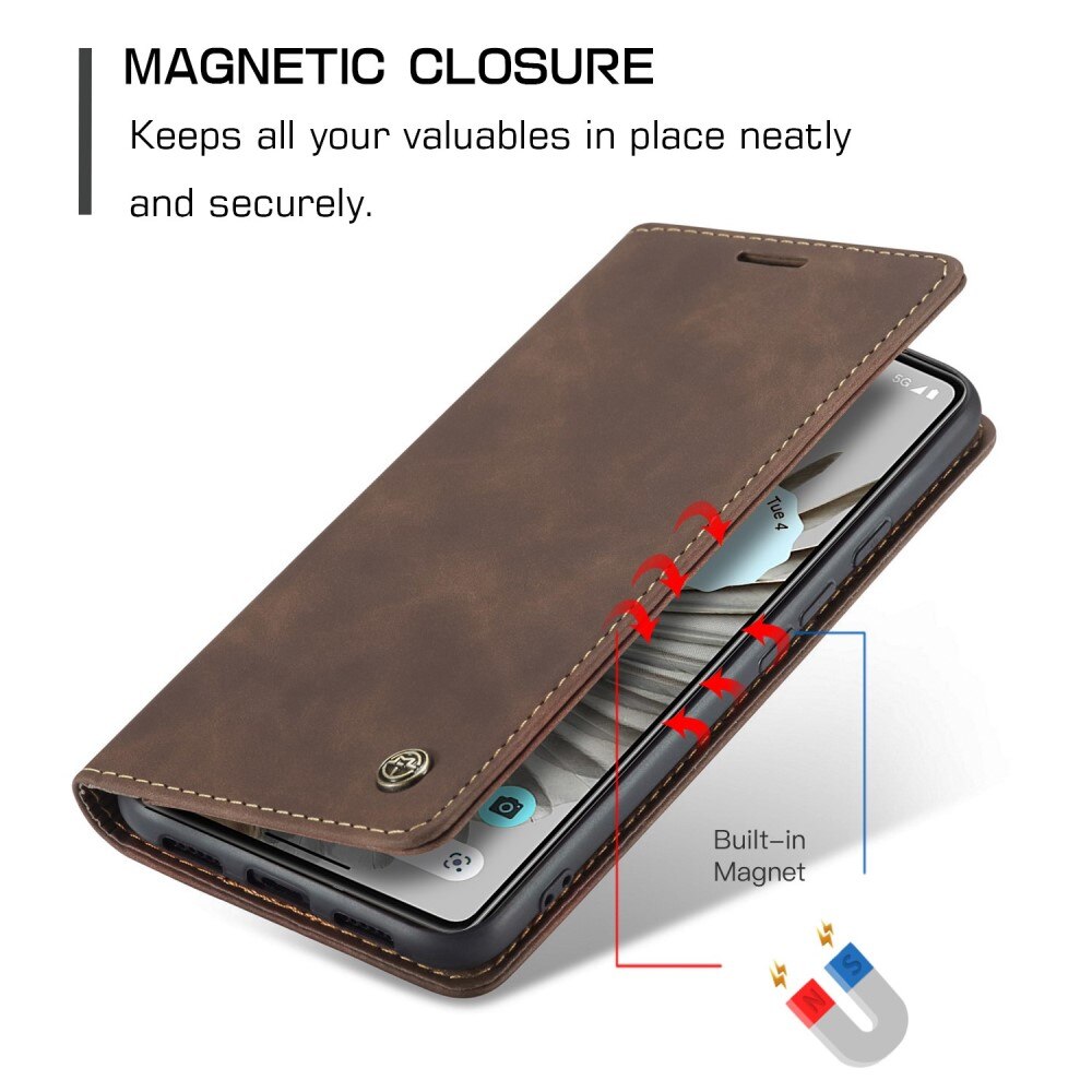 Étui portefeuille mince Google Pixel 7 Pro, Marron