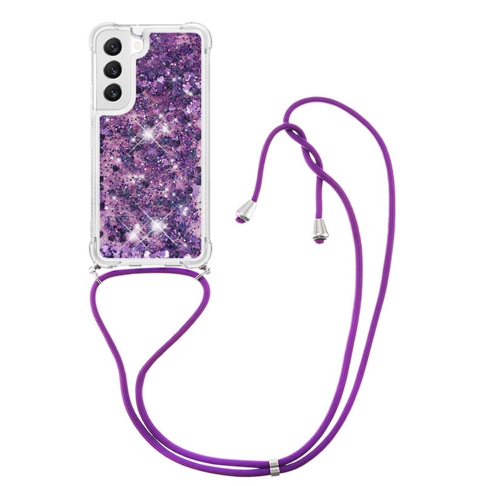 Coque cordon Glitter Powder TPU Samsung Galaxy S23, violet