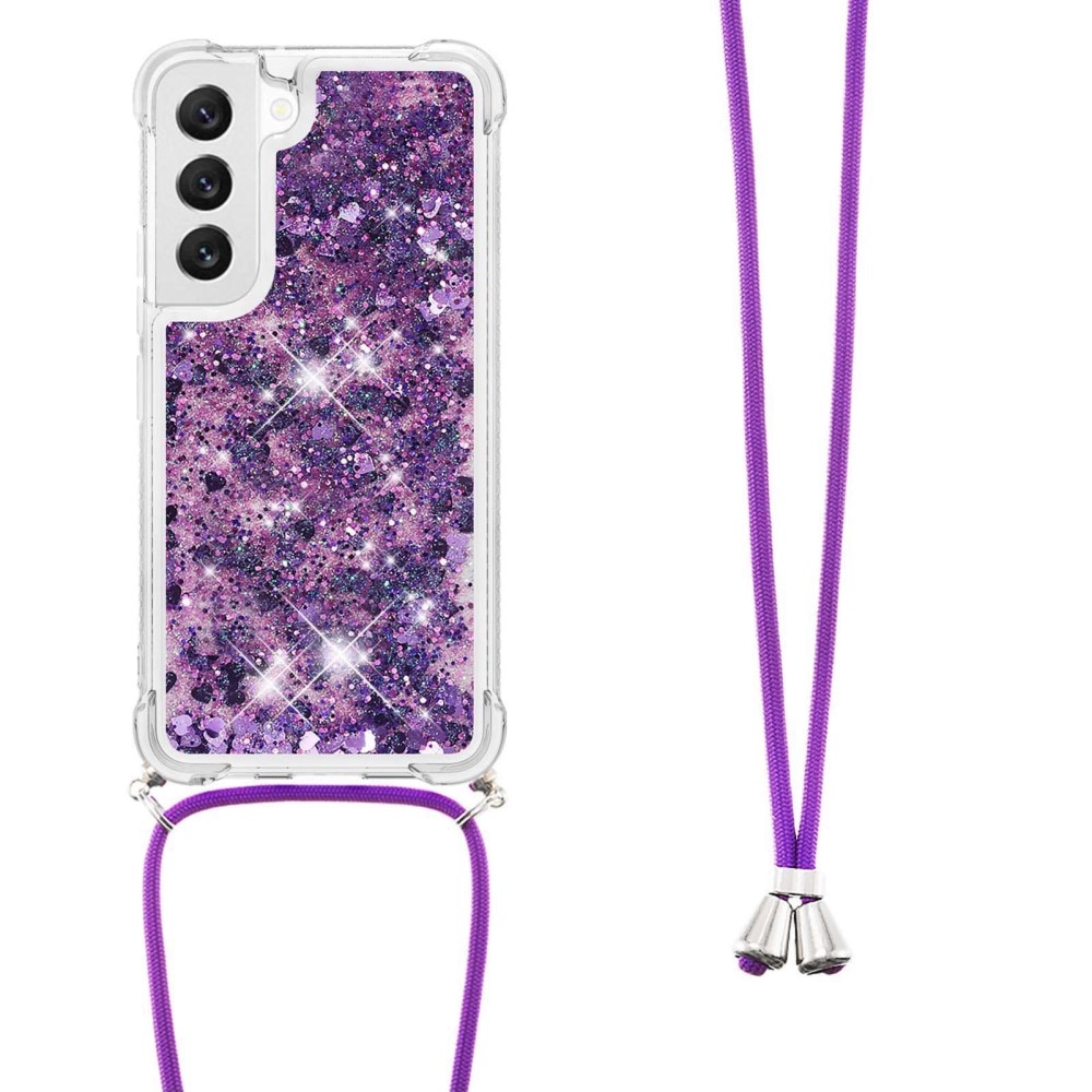 Coque cordon Glitter Powder TPU Samsung Galaxy S23, violet