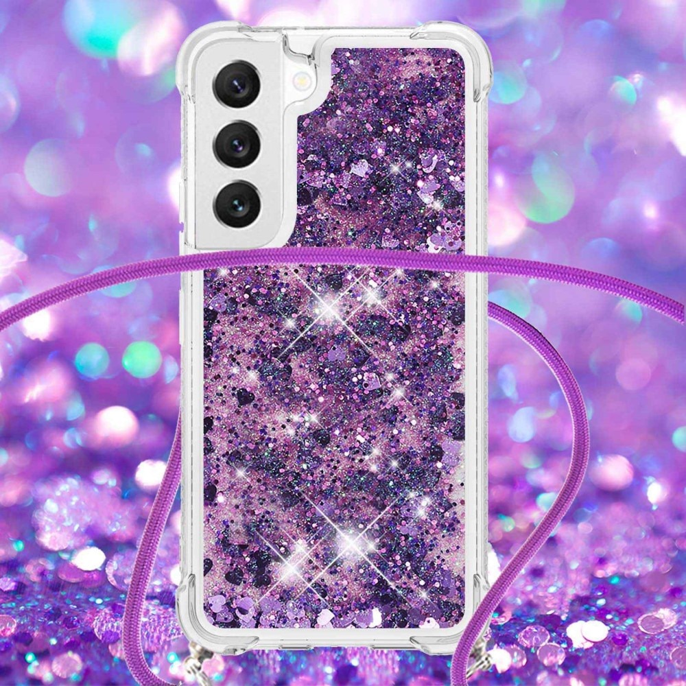 Coque cordon Glitter Powder TPU Samsung Galaxy S23, violet