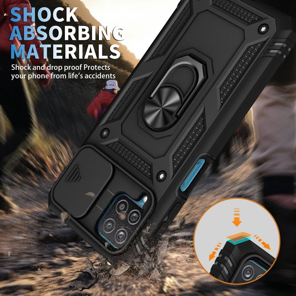 Coque Hybride Ring avec Protège Caméra Samsung Galaxy A42 5G, Noir