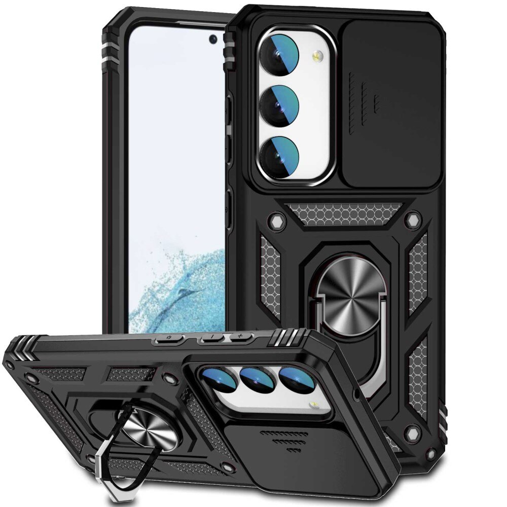 Coque Hybride Ring avec Protège Caméra Samsung Galaxy S23, Noir