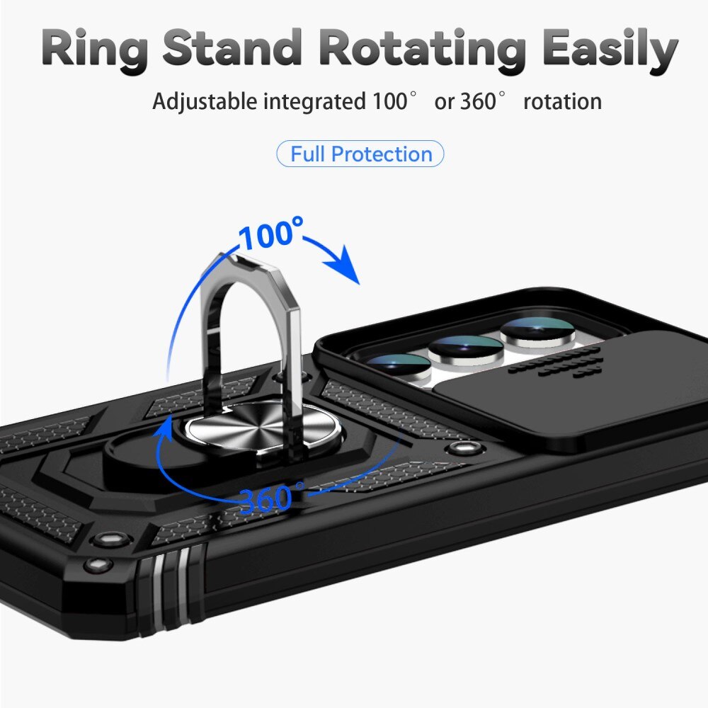 Coque Hybride Ring avec Protège Caméra Samsung Galaxy S23, Noir