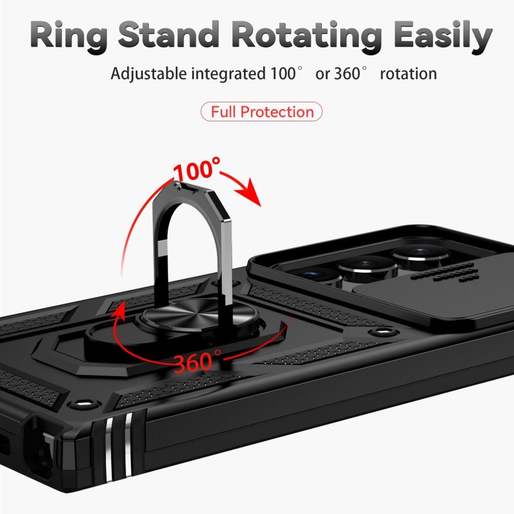 Coque Hybride Ring avec Protège Caméra Samsung Galaxy S23 Ultra, Noir