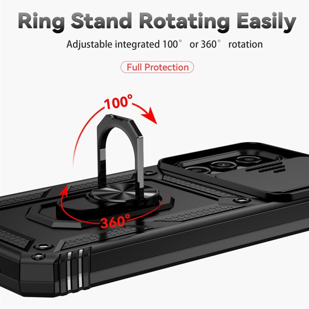 Coque Hybride Ring avec Protège Caméra Samsung Galaxy A14, Noir