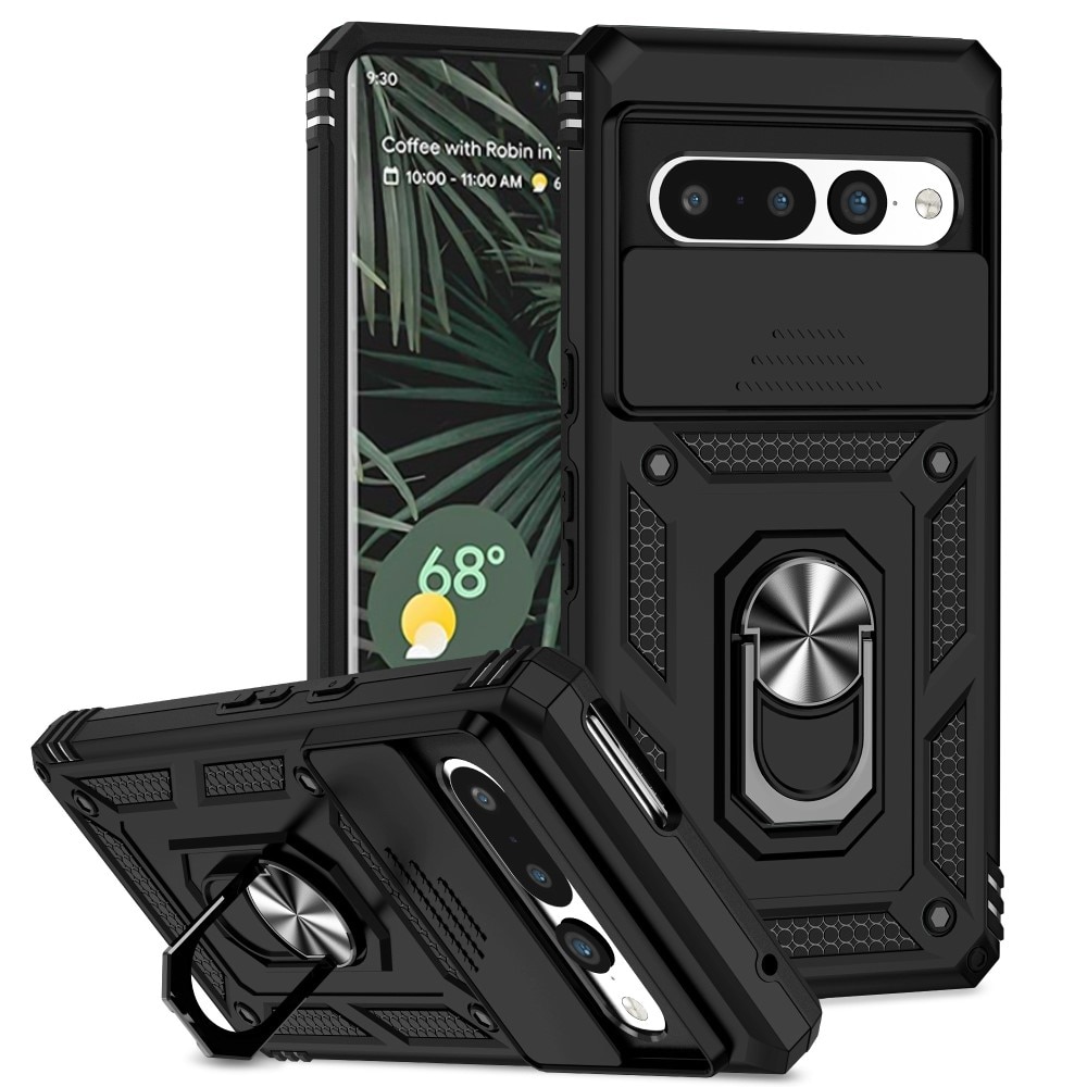 Coque Hybride Ring avec Protège Caméra Google Pixel 7 Pro, Noir