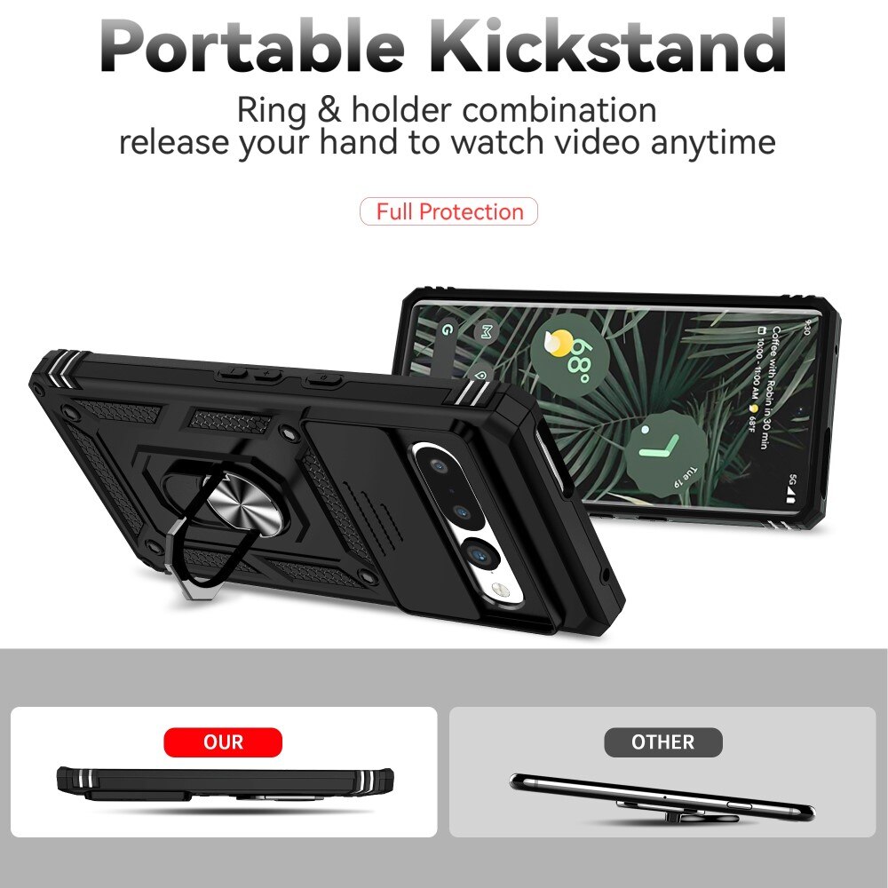 Coque Hybride Ring avec Protège Caméra Google Pixel 7 Pro, Noir