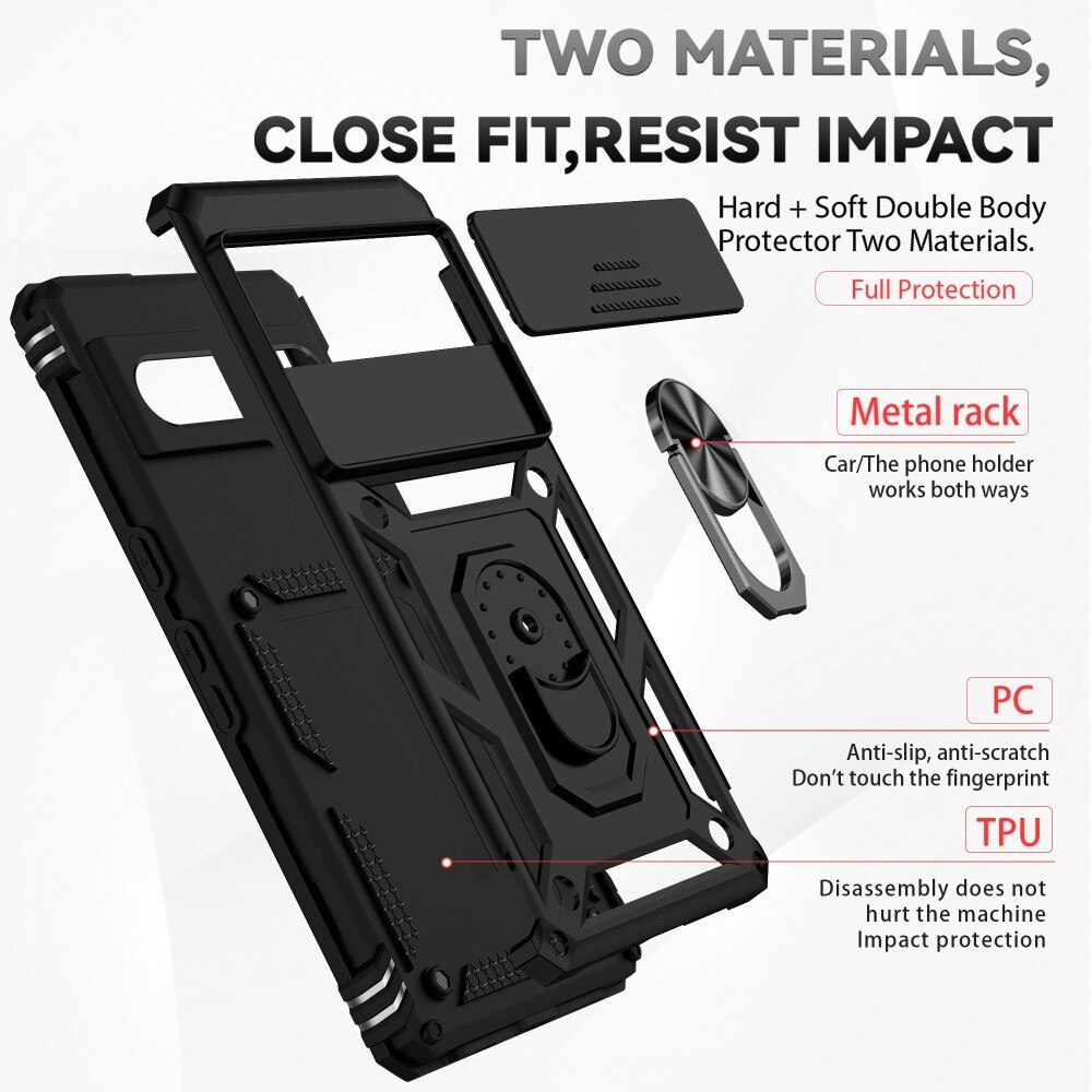 Coque Hybride Ring avec Protège Caméra Google Pixel 7 Pro, Noir