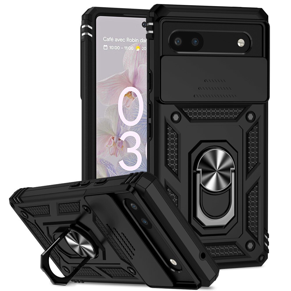Coque Hybride Ring avec Protège Caméra Google Pixel 6a, Noir