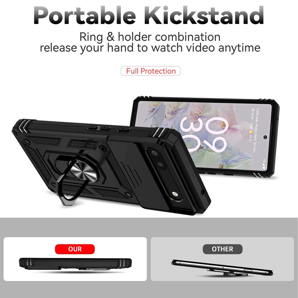 Coque Hybride Ring avec Protège Caméra Google Pixel 6a, Noir
