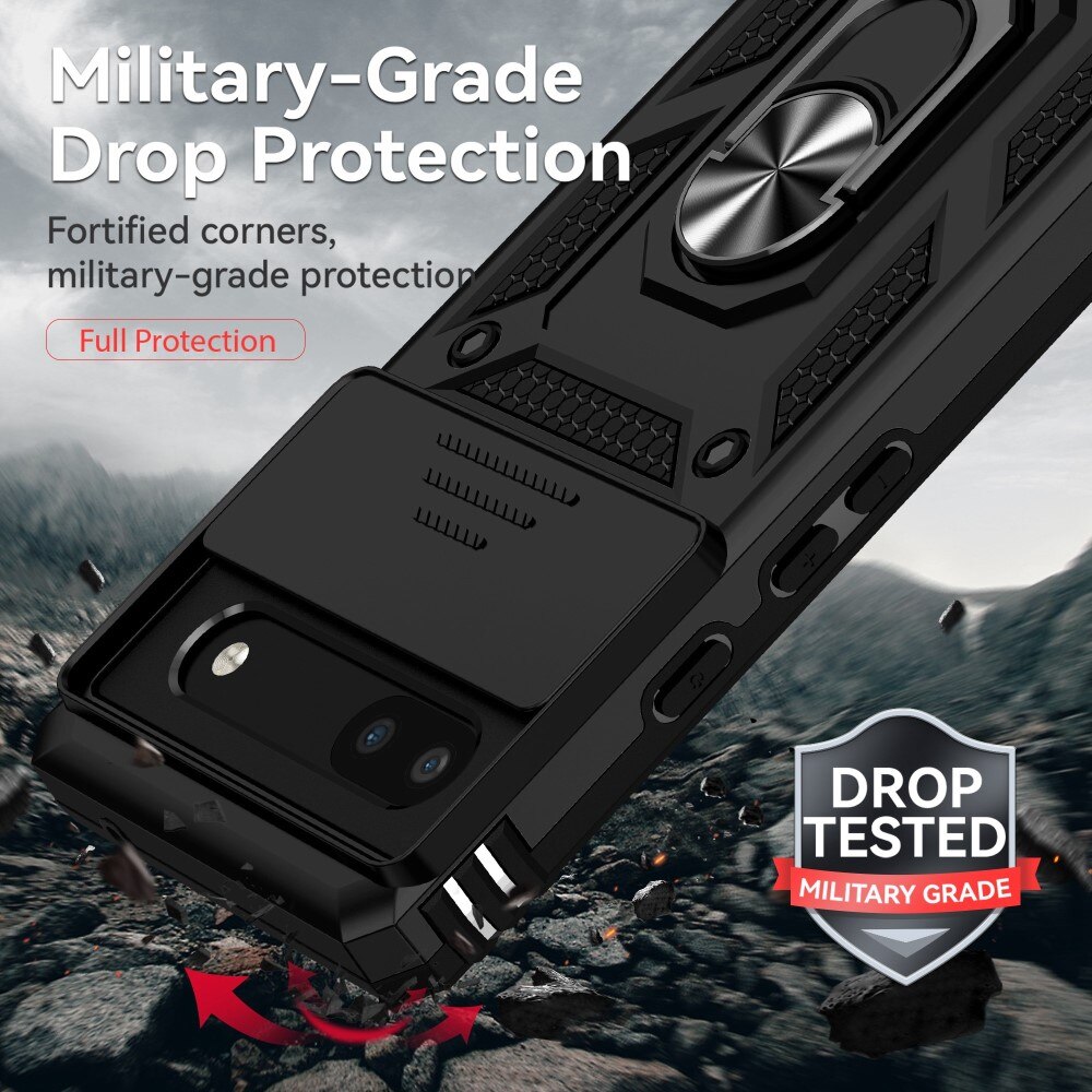 Coque Hybride Ring avec Protège Caméra Google Pixel 6a, Noir