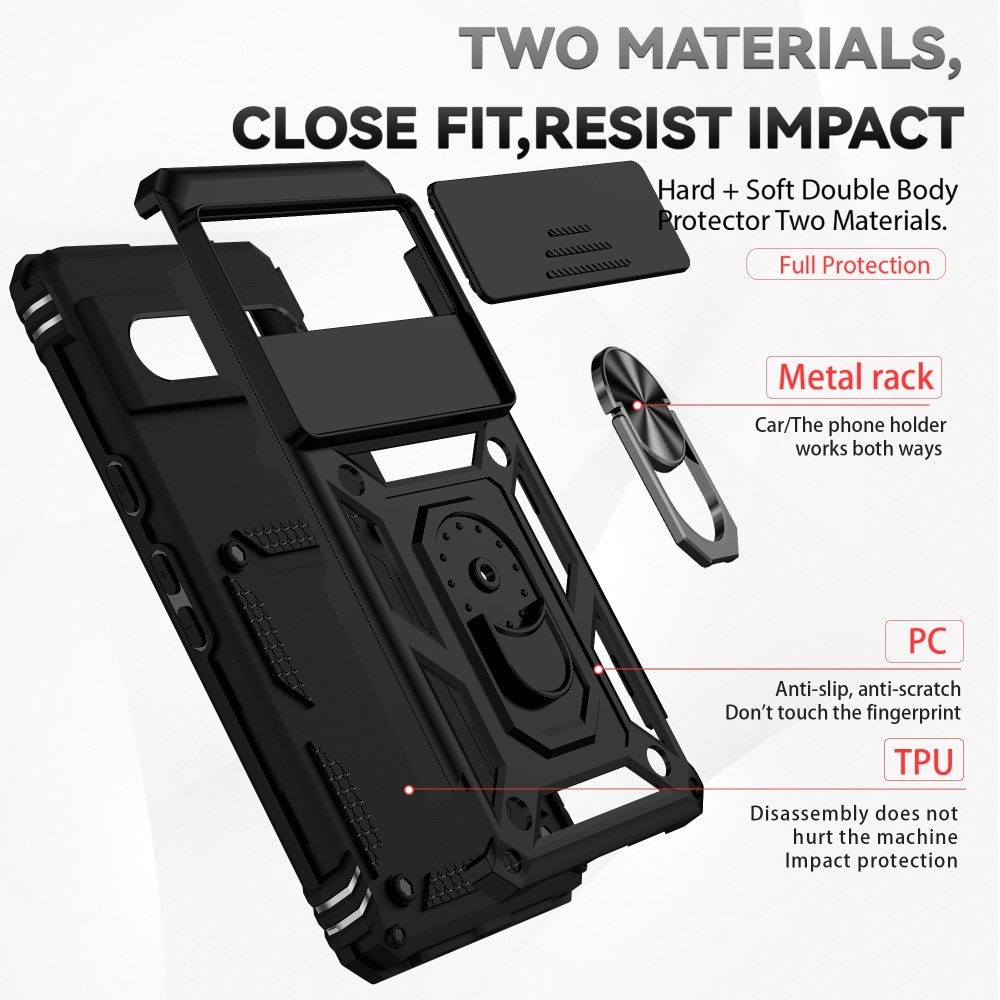 Coque Hybride Ring avec Protège Caméra Google Pixel 7, Noir