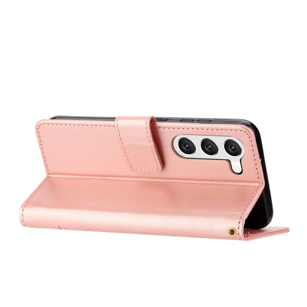 Étui en cuir à papillons pour Samsung Galaxy S23, Rose