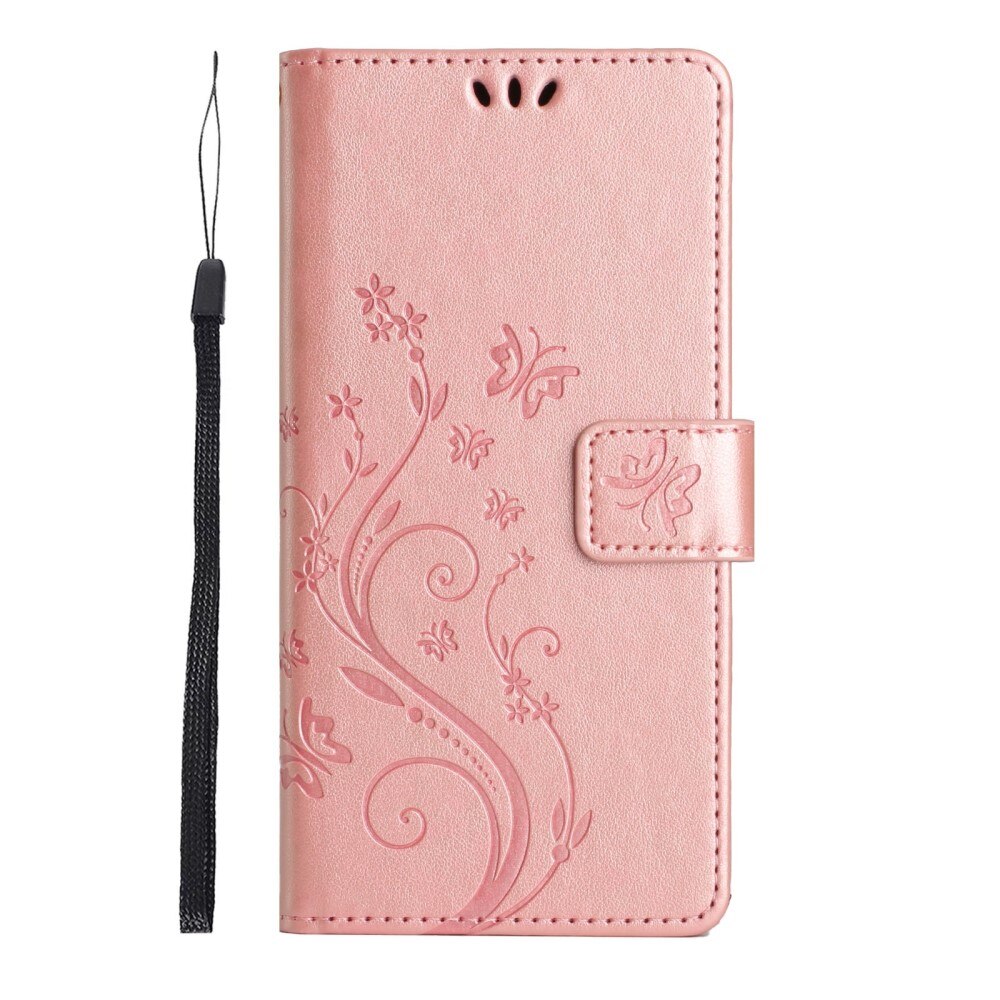 Étui en cuir avec papillons Samsung Galaxy S23 rose doré