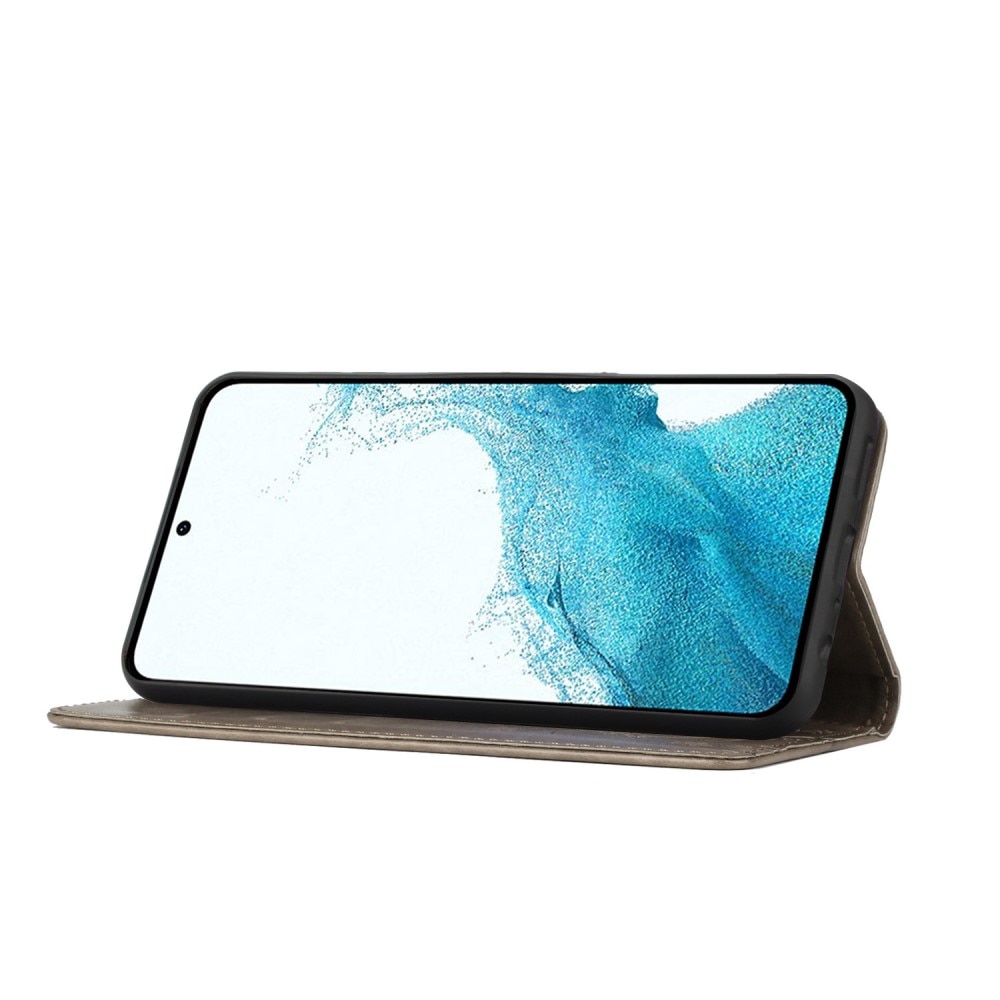 Étui en cuir à papillons pour Samsung Galaxy S23, Gris