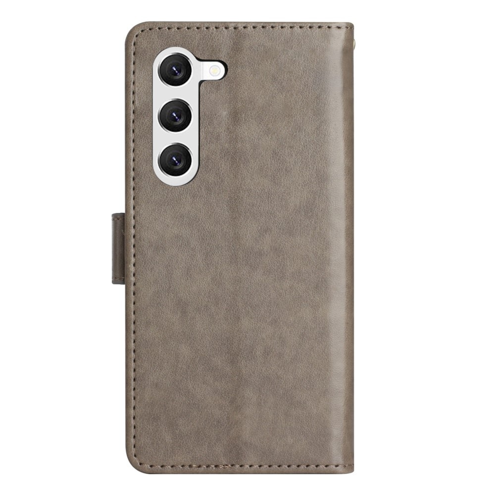 Étui en cuir à papillons pour Samsung Galaxy S23, Gris