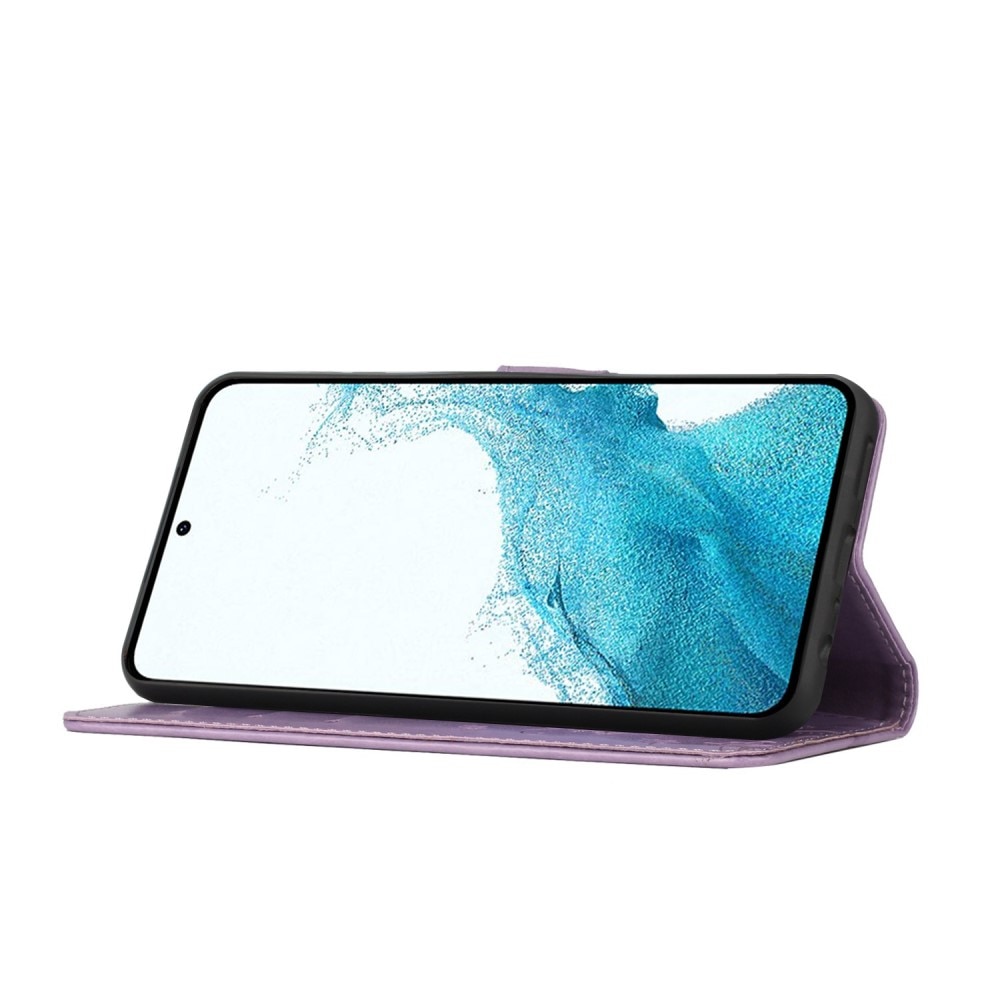 Étui en cuir à papillons pour Samsung Galaxy S23, violet