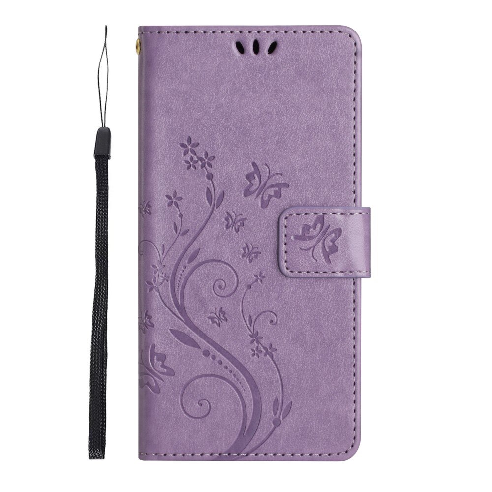 Étui en cuir à papillons pour Samsung Galaxy S23, Violet