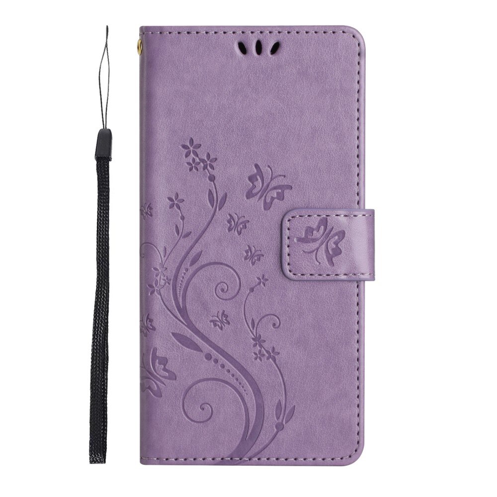 Étui en cuir à papillons pour Samsung Galaxy S23, violet