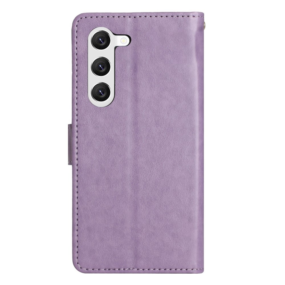 Étui en cuir à papillons pour Samsung Galaxy S23, violet