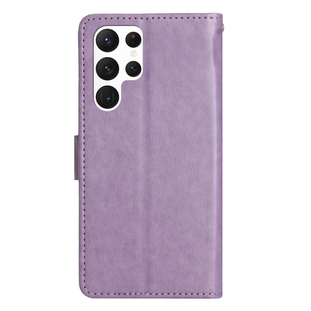 Étui en cuir à papillons pour Samsung Galaxy S23 Ultra, Violet