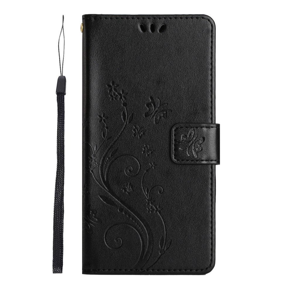 Étui en cuir à papillons pour Samsung Galaxy S23 Ultra, Noir
